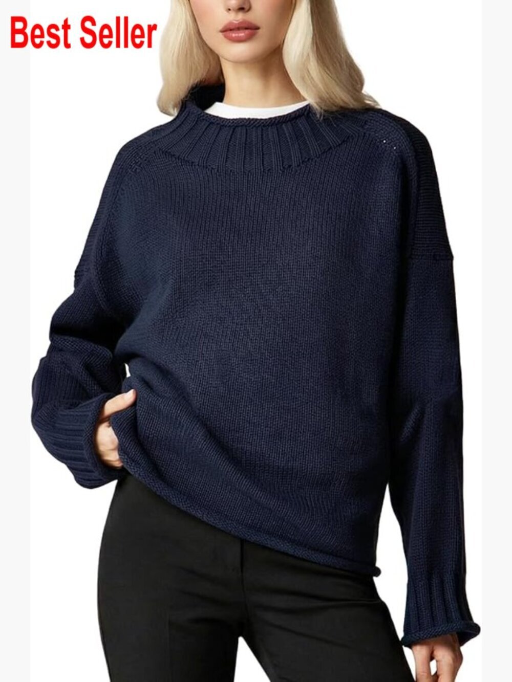 Oversized Rollneck Sweater Chunky Cable Knit Long Sleeve Pullover